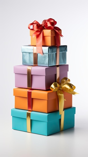 Multicolor gifts isolated on white background Generative AI