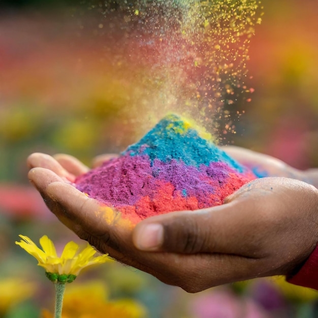 Photo multicolor holi powder on a palm