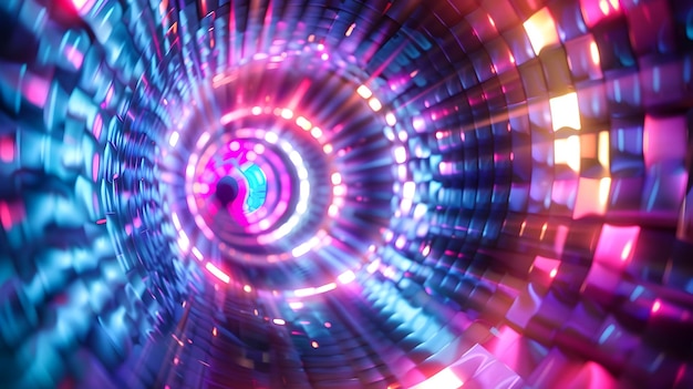 Multicolor Light Show Illuminates Infinite 3D Tunnel A Vibrant Journey of Digital Art and Design