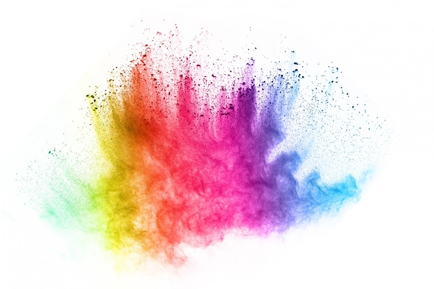 Multicolor powder explosion on White background