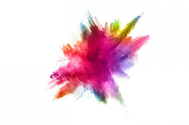 Multicolor powder explosion on White background