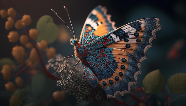 Multicolor realistic butterfly image Ai generated art