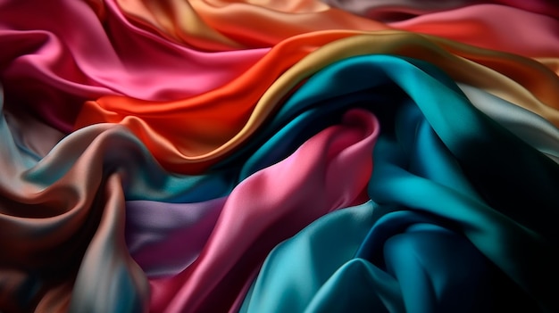 Multicolor silk fabric background Generative AI