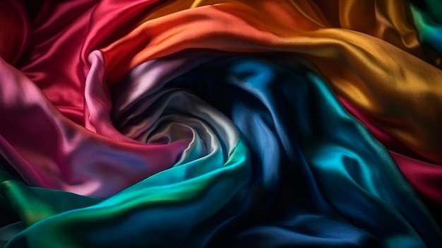 Multicolor silk fabric background Generative AI