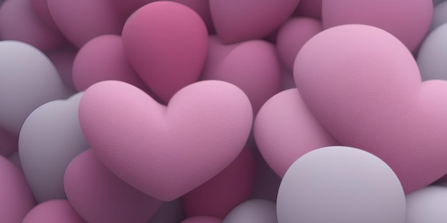 Multicolored 3d hearts, love day, romance background