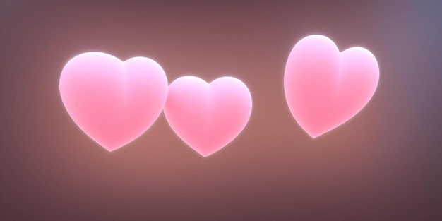 Multicolored 3d hearts, love day, romance background