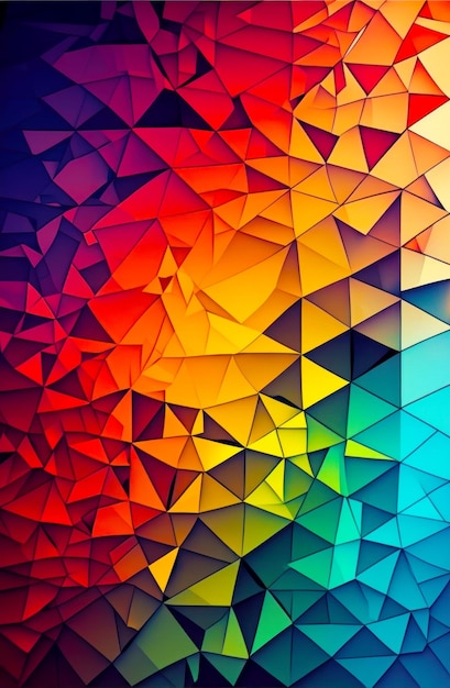 Multicolored abstract background with variety of triangular shapes and colors Generative AI