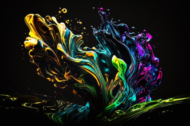 Multicolored abstract image on black background with black background Generative AI