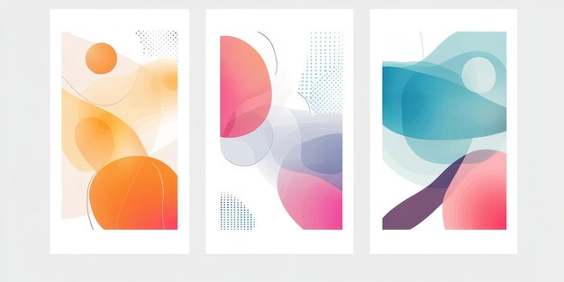 Photo multicolored abstract shapes banners ai generated illustration