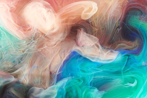 Multicolored abstract smoke background Mix alcohol ink creative liquid art mockup with copy space Acrylic paint waves underwater