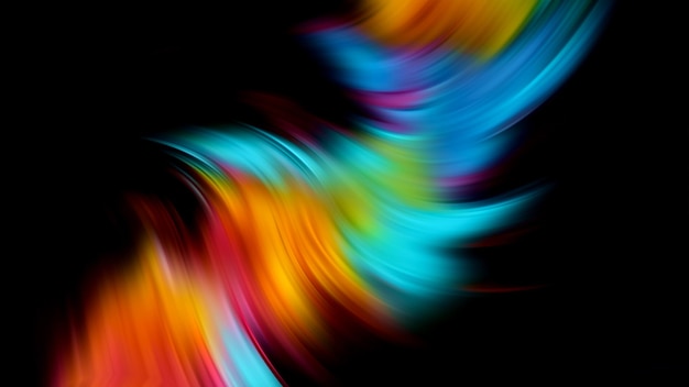 Multicolored abstraction on black background, high quality detailed render