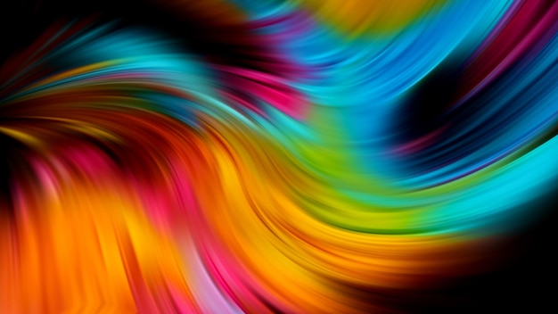 Multicolored abstraction on black background, high quality detailed render