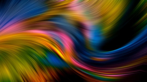 Multicolored abstraction on black background, high quality detailed render