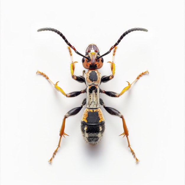 a Multicolored Ant isolated on white Background top view studio