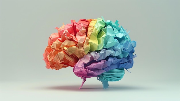 a multicolored brain made of paper