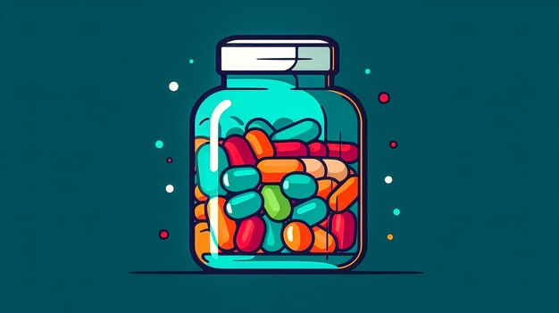 Multicolored capsules in a jar generative AI