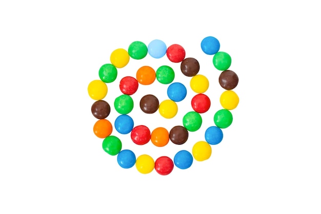 Multicolored colorful candy sweets in the shape of spiral isolated on a white background