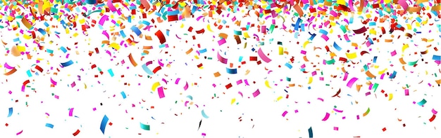 multicolored confetti falling on transparent background