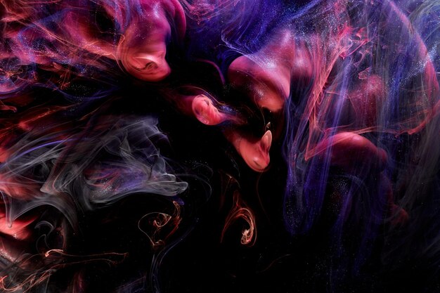 Multicolored contrast outer space abstract background clouds of interstellar smoke in motion cosmic swirl of paints