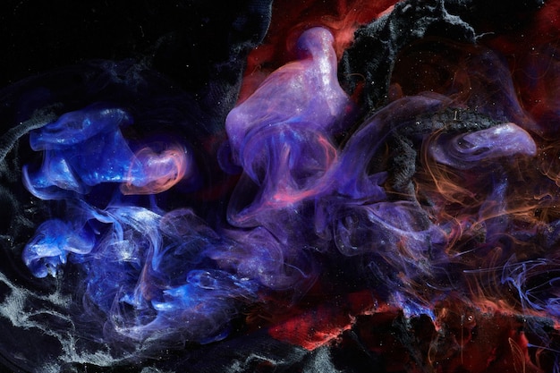 Multicolored contrast outer space abstract background clouds of interstellar smoke in motion cosmic swirl of paints