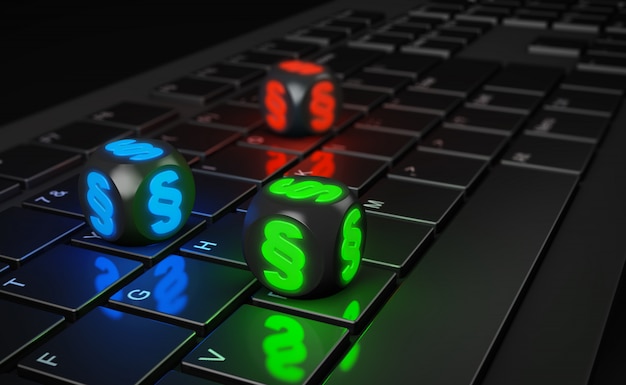 Multicolored cubes with paragraph sign on computer keyboard. 3d render