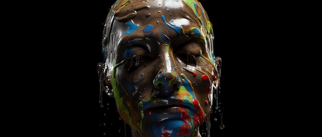 Multicolored face splashes abstract art with vibrant colors and dynamic movement Generative AI