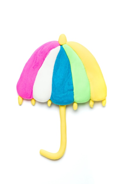 Multicolored figure icon plasticine umbrella children's creativity top view