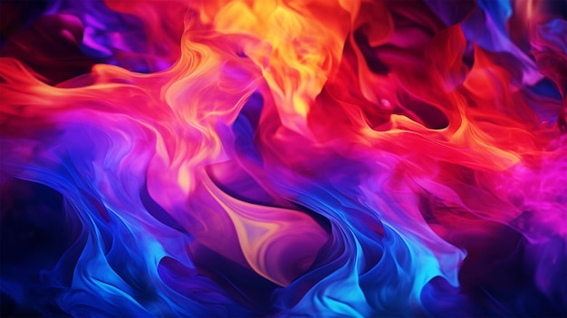 Multicolored flames illuminate abstract natural backdrop