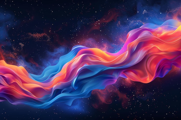 Multicolored fluid abstract waves emphasizing the harmony and fluidity of electronic music