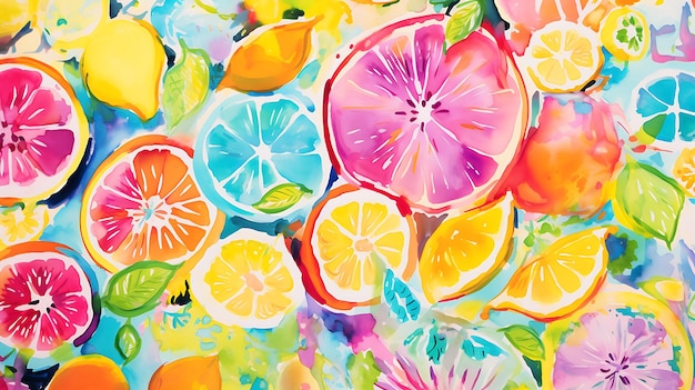 Multicolored fruits pattern ink