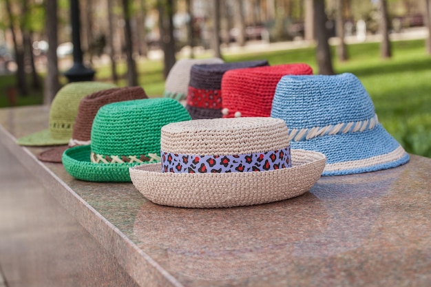 Multicolored handmade summer hats