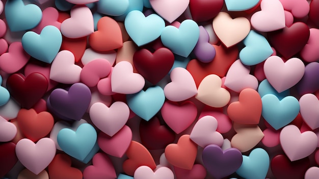 Photo multicolored hearts background texture of hearts