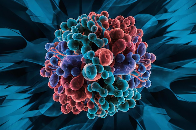 a multicolored image of a multicolored human cell