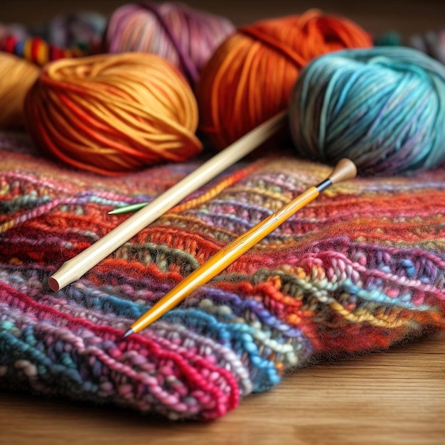 multicolored knitting yarn