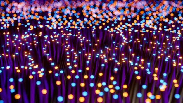 Multicolored LEDs moving in waves 3D rendering illustration