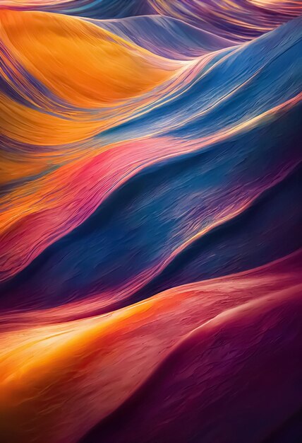 Multicolored liquid wavy dynamic fluid abstract background Undulating relief 3D illustration