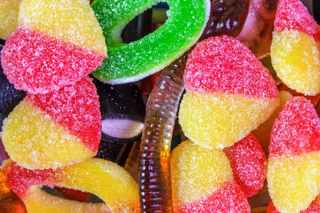 Multicolored made of various colorful candies