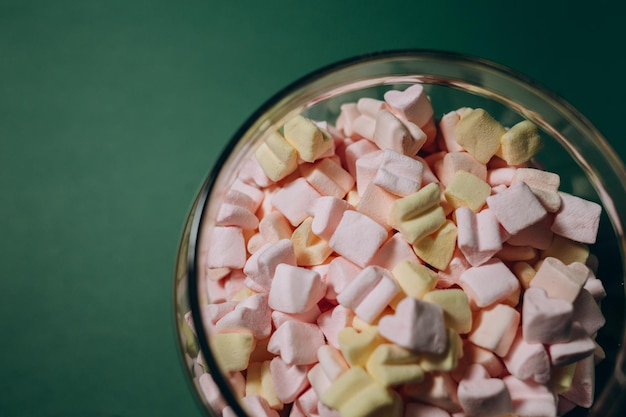 Multicolored marshmallows Background or texture of colorful blue and pink marshmallows