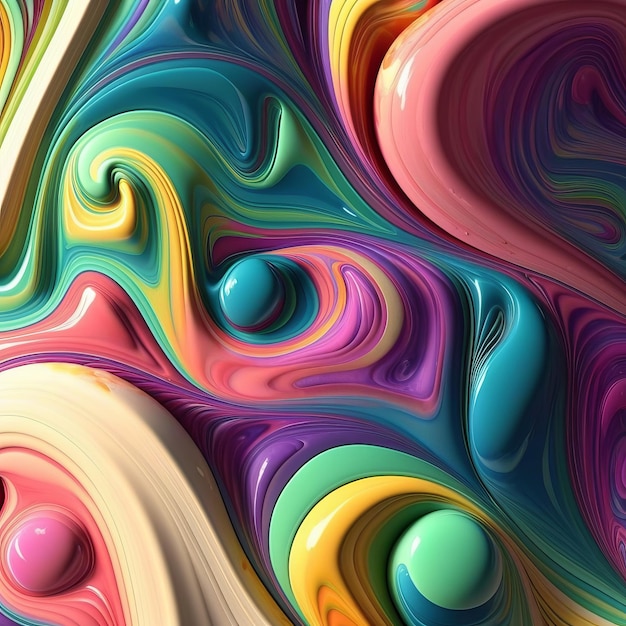 Multicolored paint flow Generative AI