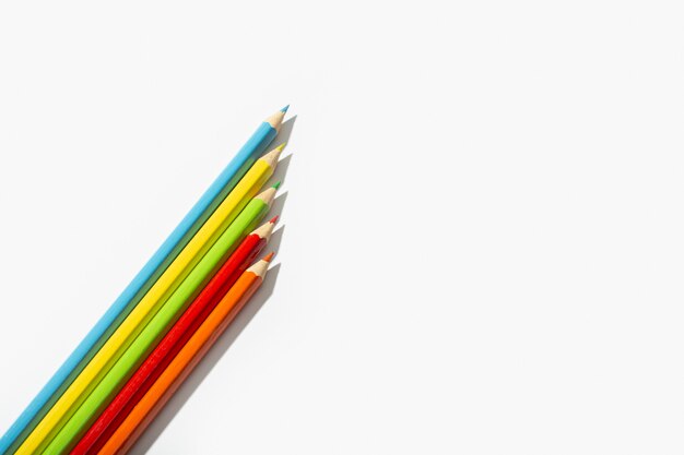 Multicolored pencils isolated  . Copy space for text. Back to school concept