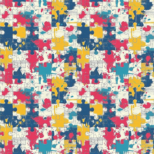 Photo multicolored puzzle piece pattern on white background