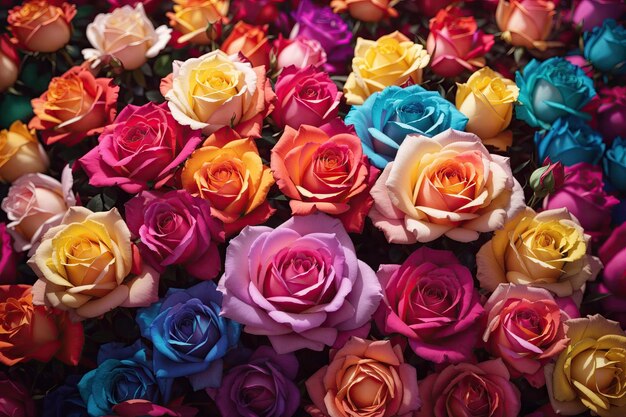 multicolored roses gradient background ai generative