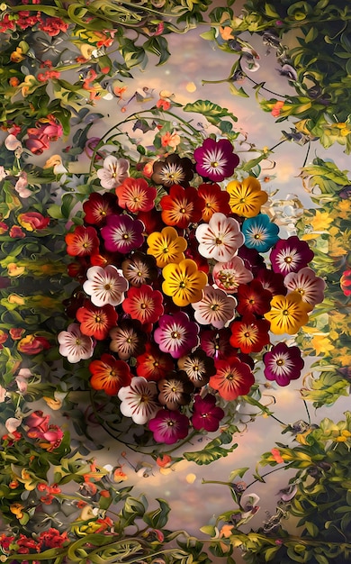 Multicolored small beautiful decorative flowers floral background