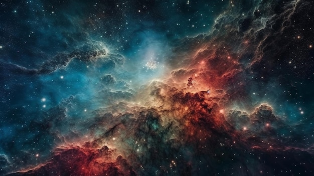 Multicolored space landscape Generative AI