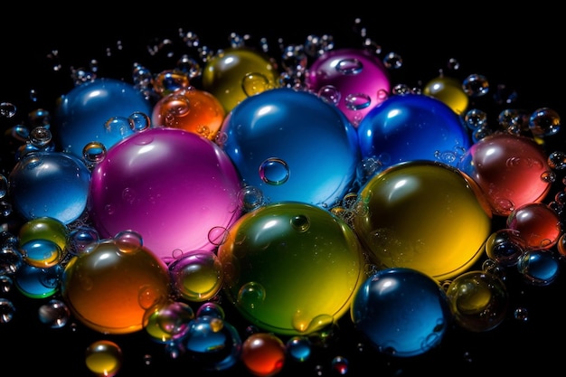 Photo multicolored water bubbles ai generated