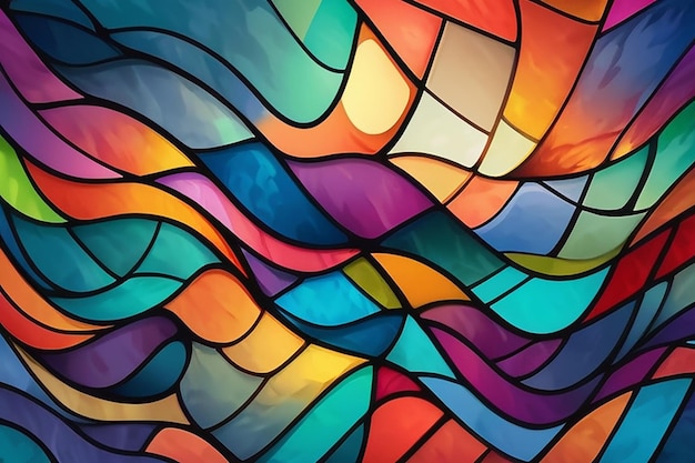 Multicolored wavy pattern overlapping gradient filtered shapes