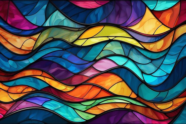 Multicolored wavy pattern overlapping gradient filtered shapes