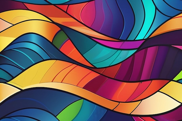 Multicolored wavy pattern overlapping gradient filtered shapes