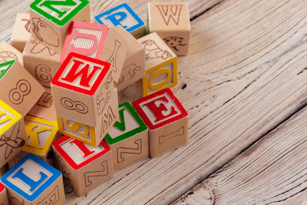 Multicolored wooden toy blocks