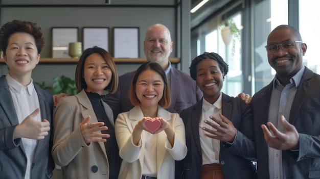 Photo multicultural business team spreading joy and support in the office